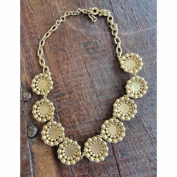 Stunning Crystal Rhinestone & Gold Medallions Necklace | J. Crew | NWOT - Picture 3 of 4